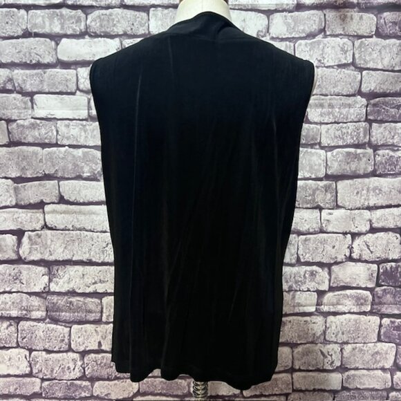 Chico's Travelers Black Sleeveless Ruffle Front Cardigan Size XL - Picture 5 of 8